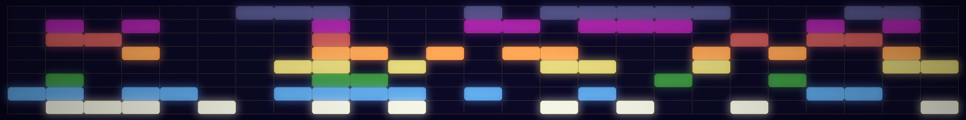 8-Law Weave Pattern — 25×8 binary matrix in prime-derived colors
